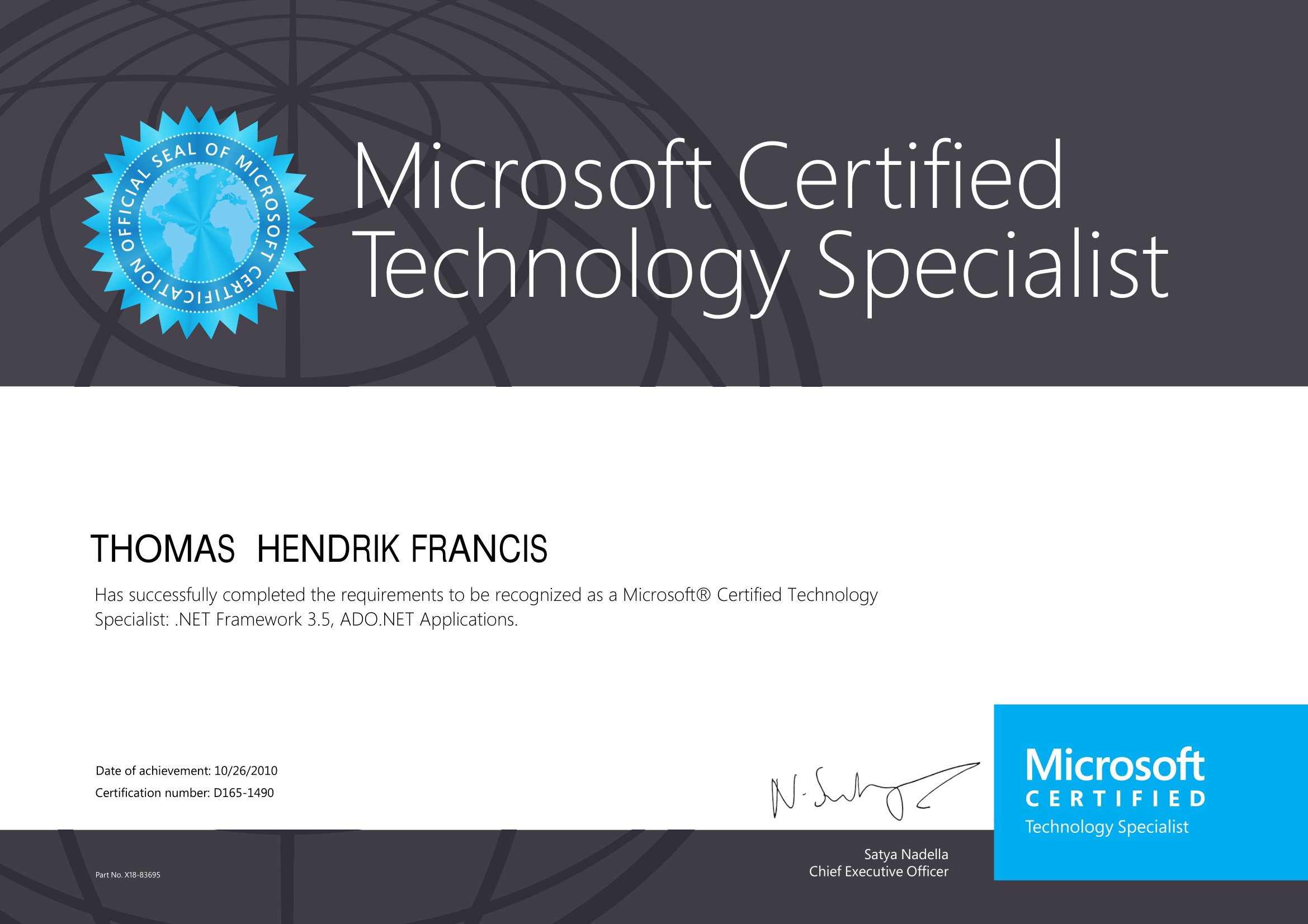 Microsoft Certified Technology Specialist: .NET Framework 3.5, ADO.NET Applications